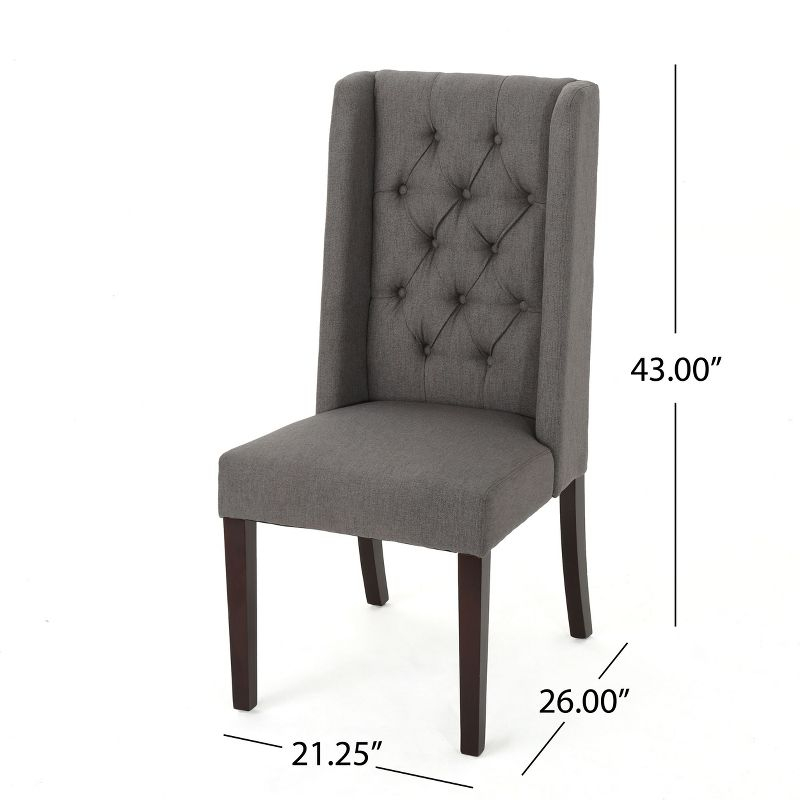 NicBex 2pc Dining Chair with Tufted Button Backrest Modern Upholstered Dining Room Side Chair with Wood Legs,Dark Gray