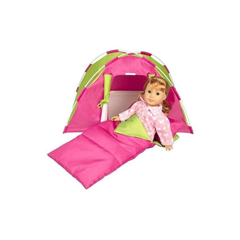 Dress Along Dolly Camping Bed Tent with Sleeping Bag and Pillow for American Girl Doll