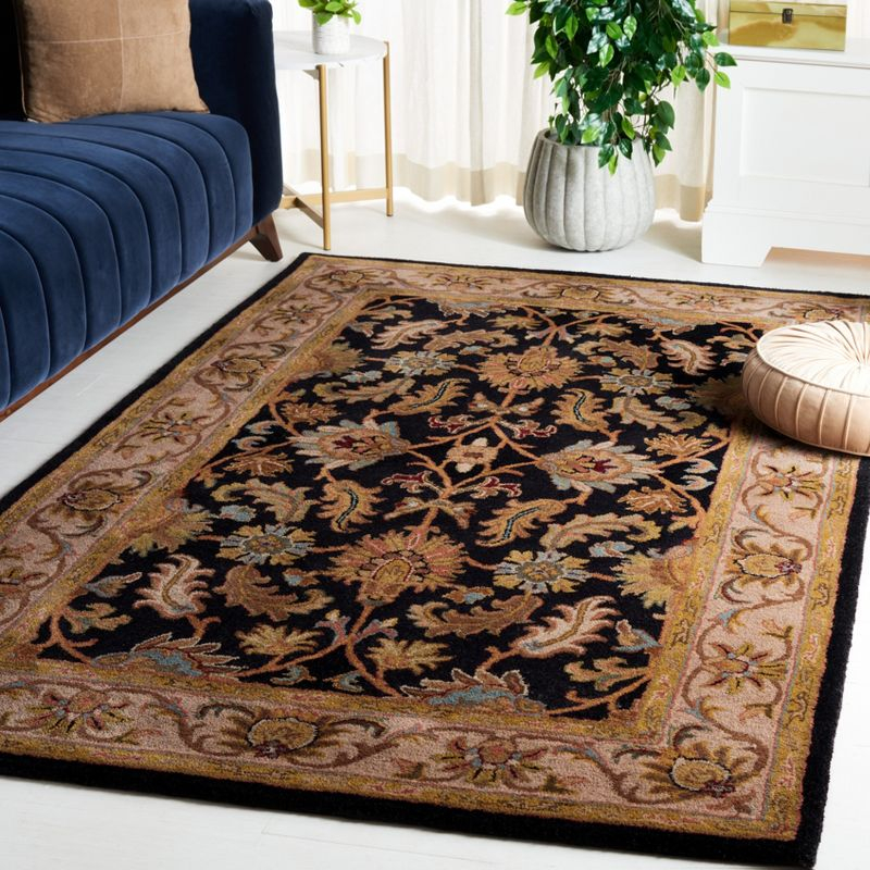 Heritage HG628 Hand Tufted Area Rug - Black/Beige - 4'x4' - Safavieh.