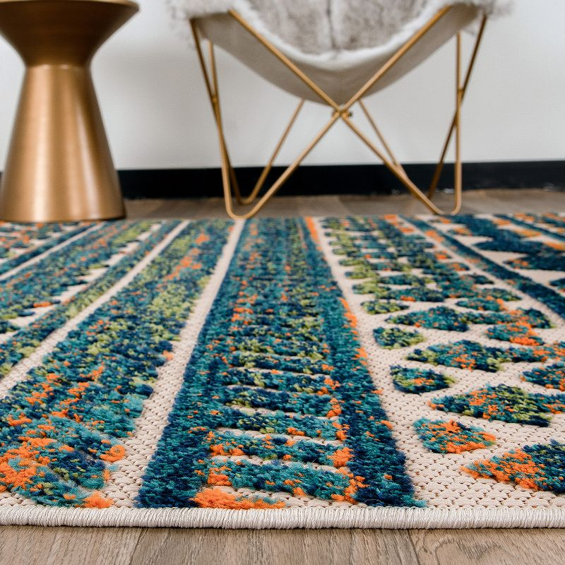 World Rug Gallery Modern Stripes Faded Geometric Indoor/Outdoor Area Rug
