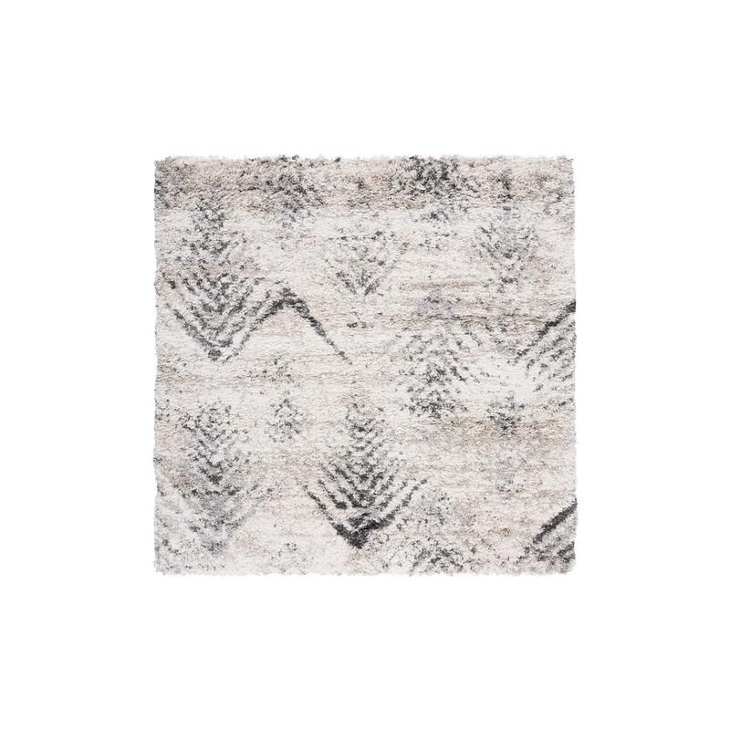 Iceland Shag ISG514 Power Loomed Area Rug - Cream/Grey - 5'3"x5'3" - Safavieh