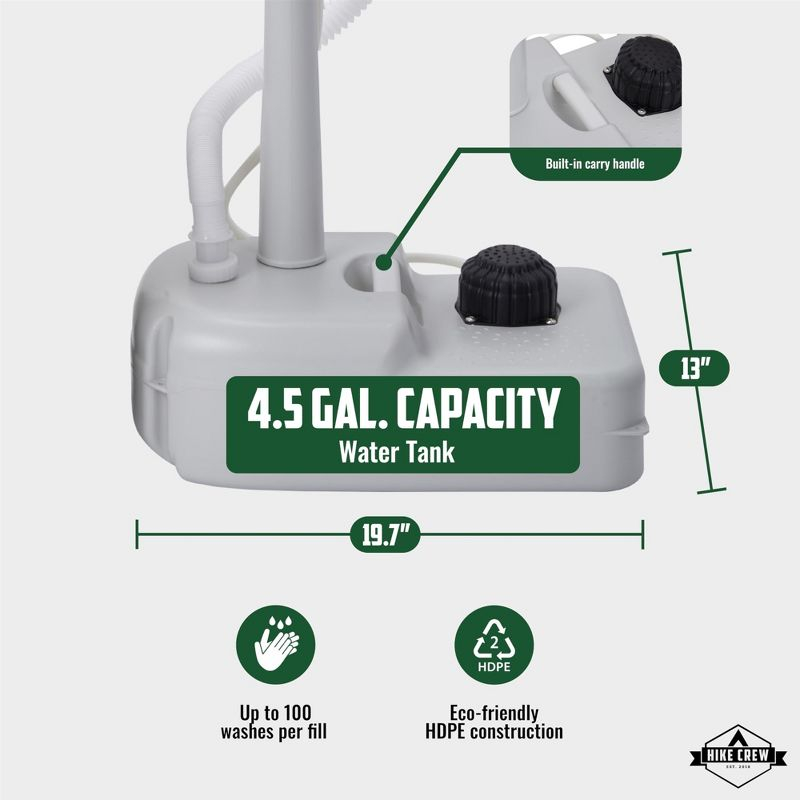 Hike Crew Portable Sink & Waste Tank, Portable Hand Washing Station W/4.5 Gal Capacity & 8 Gal Tank