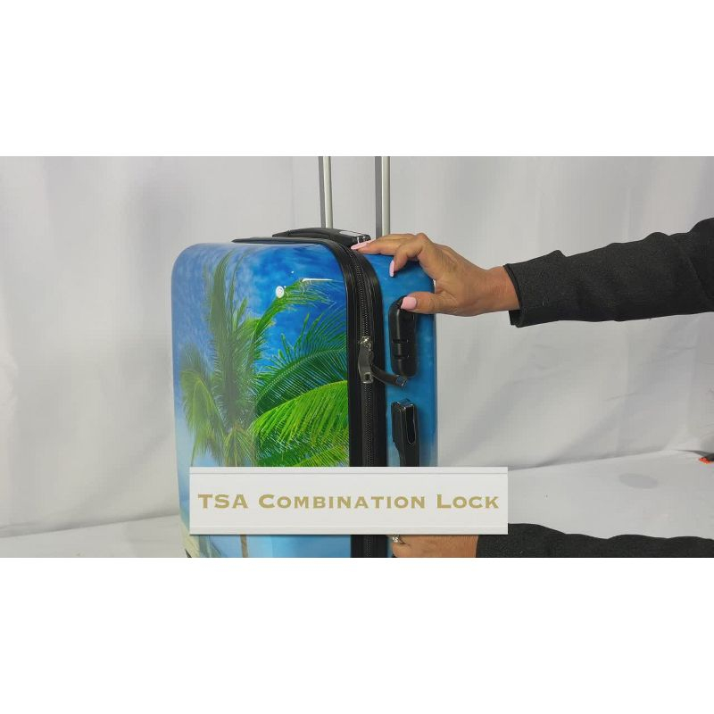 World Traveler Palm Tree 2-Piece Hardside Carry-On Spinner Luggage Set