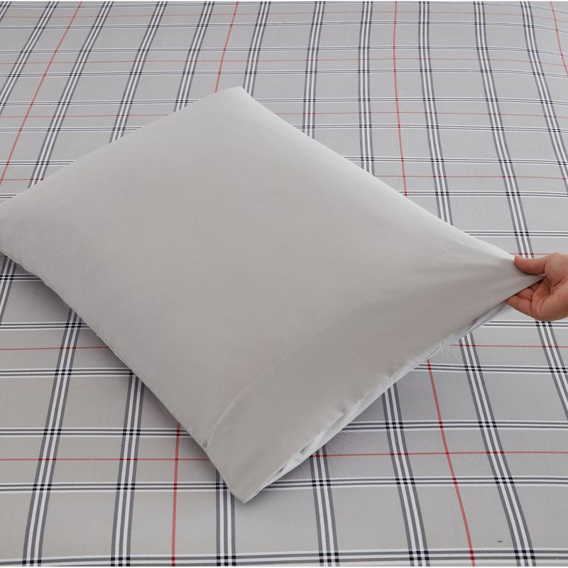 Nestl Printed Sheet Set, 6 Piece Soft Bed Sheets, Cal King Size Sheets, Burberry Grey
