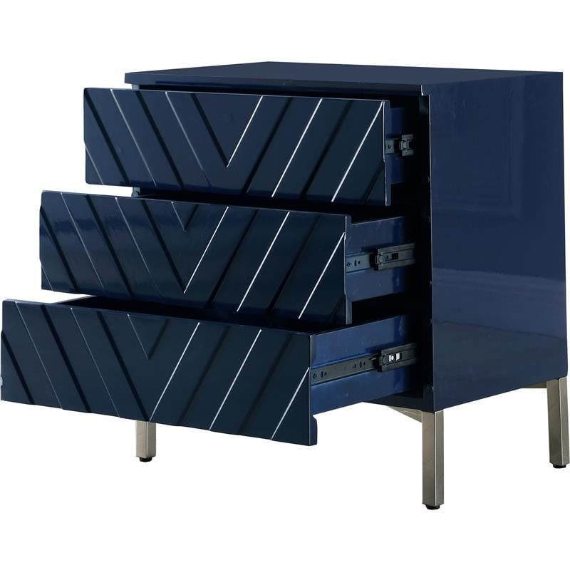 Collette Accent Table in Navy Lacquer/Chrome-Meridian Furniture