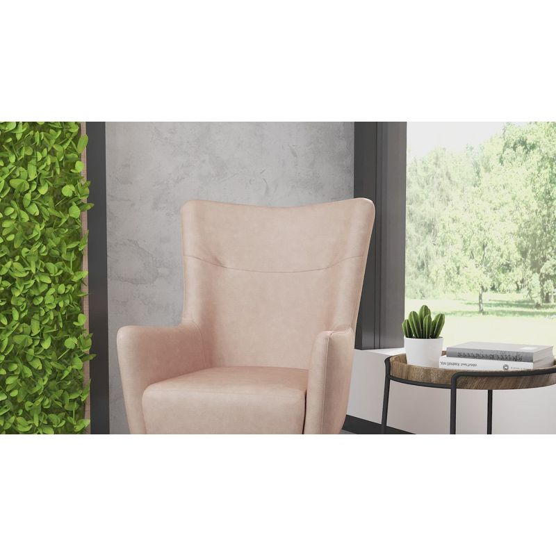 Taylor & Logan Reggie Wingback Chair: Faux Leather, Wood Frame, 300 lbs Capacity