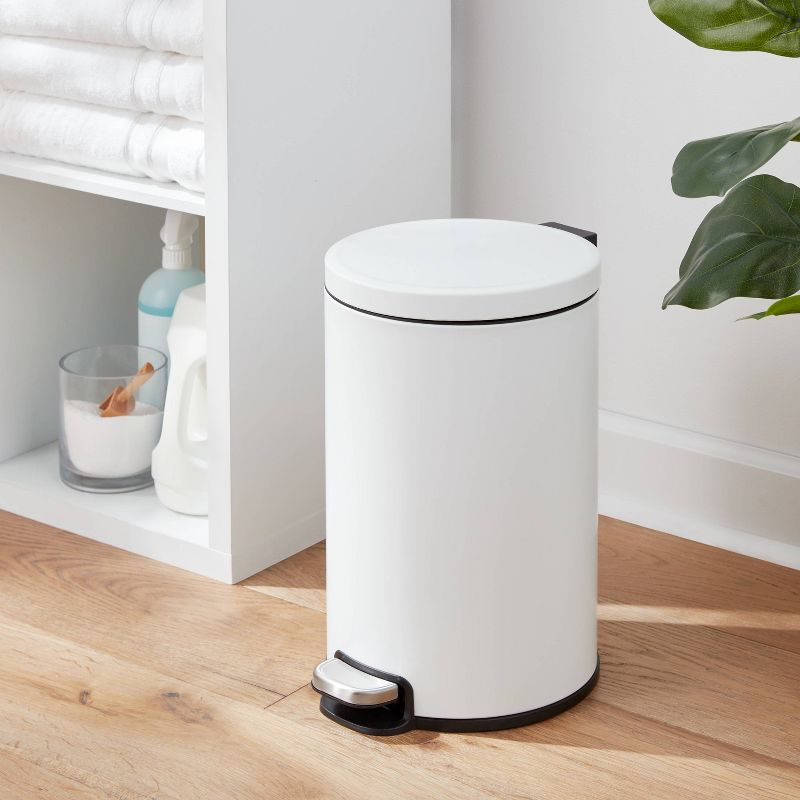 12L Round Step Trash Can White - Brightroom™: Stainless Steel, Indoor Bin with Lid, Smooth Finish, 3.1 Gallon Capacity