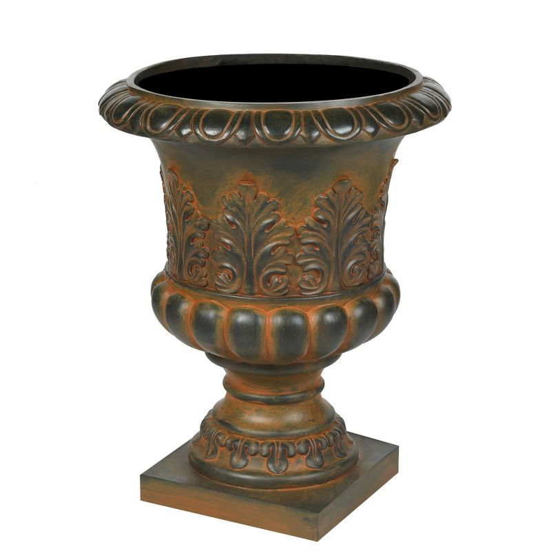 LuxenHome Weathered Brown Decorative MgO Urn Planter