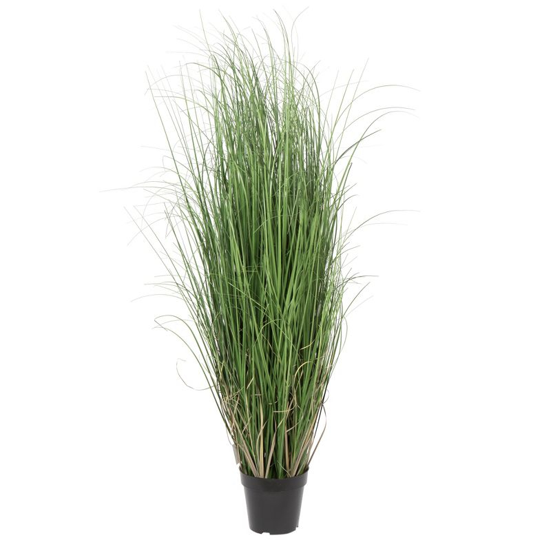 Vickerman 48" Artificial Potted Green Curled Grass. In a 6"Lx6"Wx5"H base.