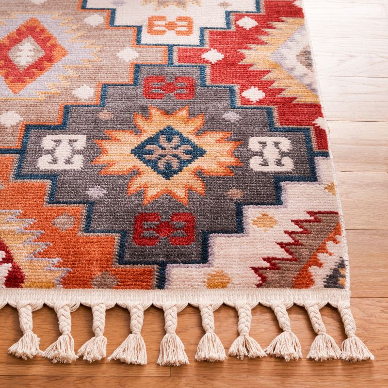 Farmhouse FMH805 Power Loomed Area Rug - Grey/Red - 4'x5'4" - Safavieh.