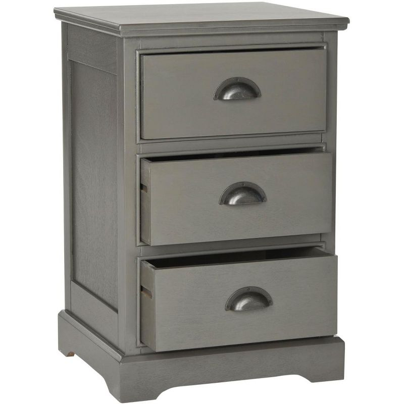 Griffin 3 Drawer Side Table - Grey - Safavieh.