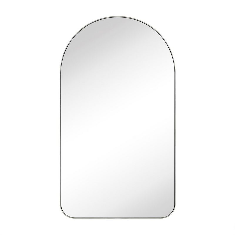 TEHOME 16 in. W x 28.3 in. H Arched Metal Framed Recessed Medicine Cabinet with Mirror for bathroom in Brushed Nickel