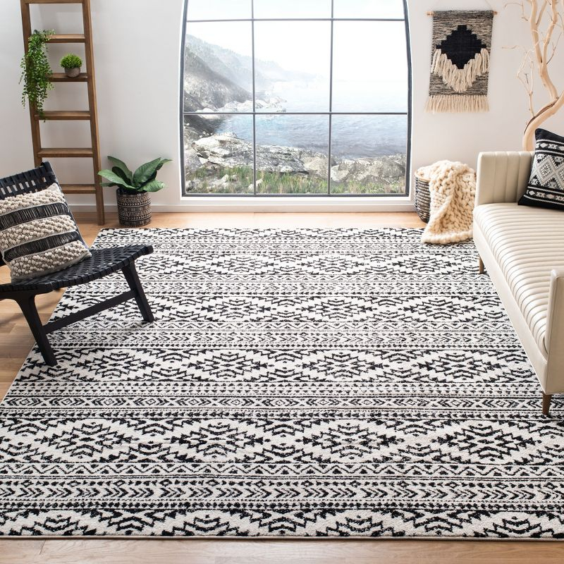 Tulum TUL272 Power Loomed Area Rug - Ivory/Black - 8'9"x11'9" - Safavieh.