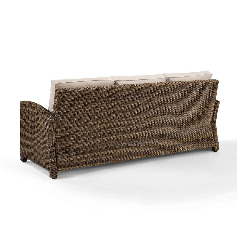 Bradenton Outdoor Wicker Sofa - Sand - Crosley: UV-Resistant Patio Furniture, 3-Seater with Foam Cushions