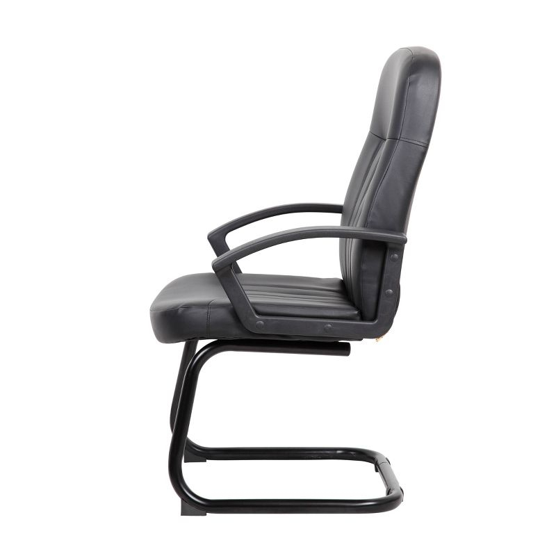 Executive Leather Budget Guest Chair Black - Boss Office Products: Metal Frame, Padded, Fixed Arms, Spot Clean