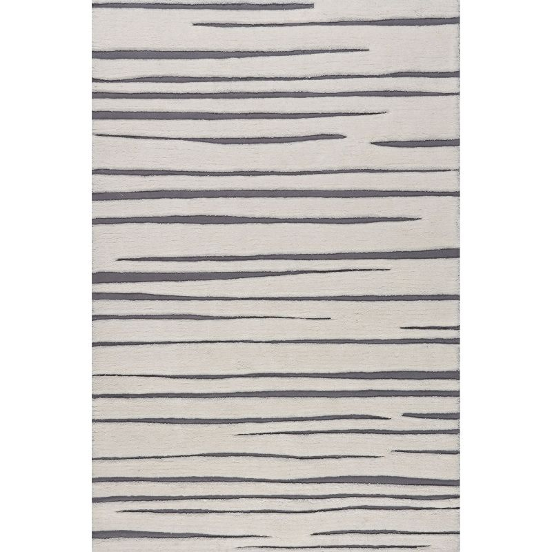 Frenshe Interiors x Rugs USA - Studio Striped New Zealand Wool Indoor Area Rug, Runner 2' 6" x 8', Studio Ivory
