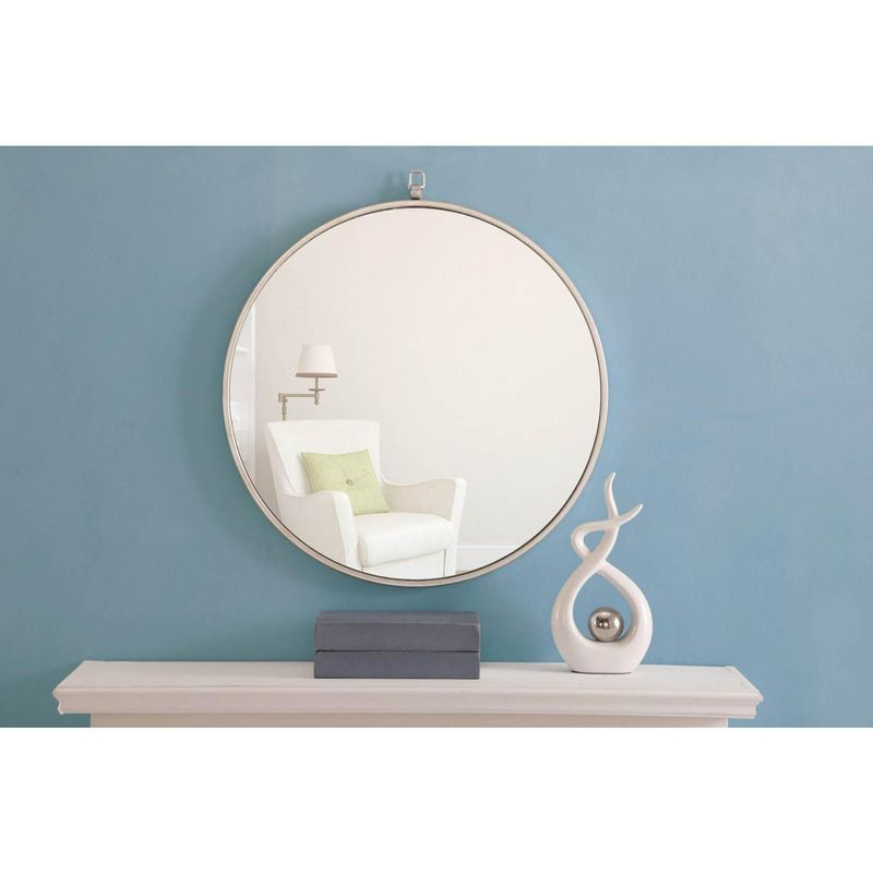 Elegant Lighting Metal frame Round Mirror with decorative hook 24 inch Silver finish