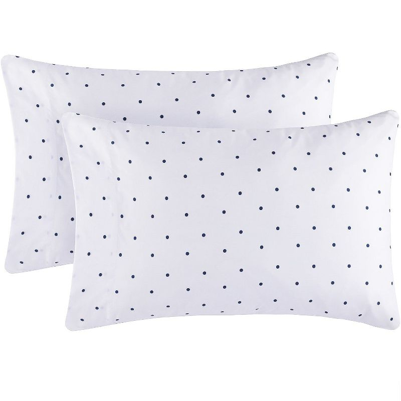 Mellanni Brushed Microfiber Pillowcase Set of 2, King, Polka Dot Navy