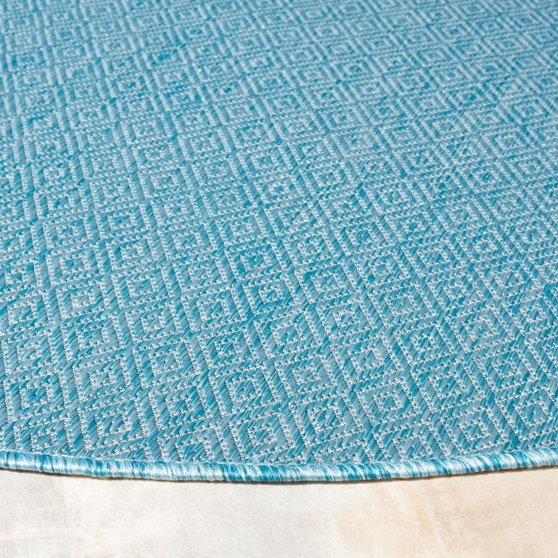 Courtyard CY8520 Power Loomed Indoor and Outdoor Area Rug - Aqua/Aqua - 5'3" Round - Safavieh