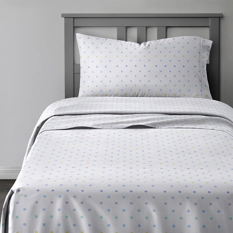 CGK Linens Kids 4 Piece Bed Sheet Set - Cute & Cozy Wrinkle-Resistant with Vibrant Designs in Multicolor Polka Dots, Size Full