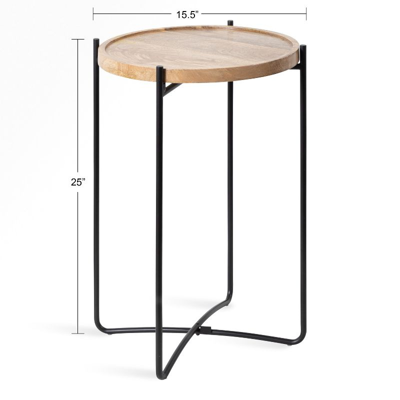 Kate and Laurel Vale Round Metal Side Table, 16x16x25, Natural and Black
