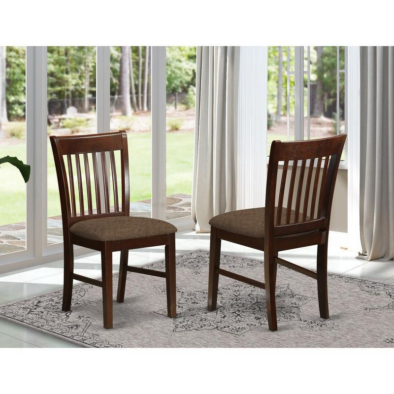 East West Furniture, Norfolk Dining room chair Fabric Seat -Mahogany Finish.