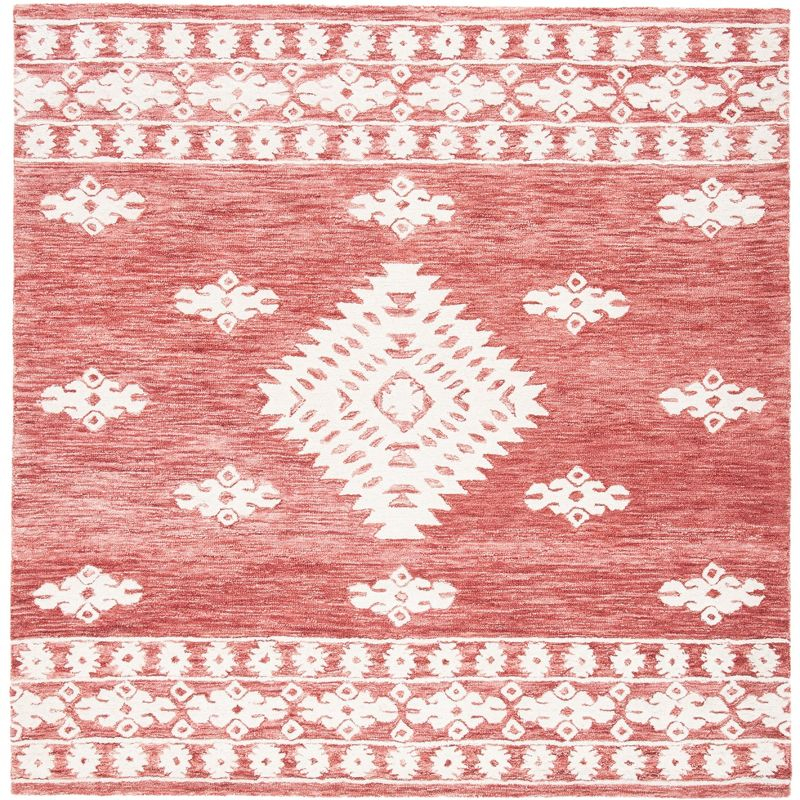 Aspen APN550 Hand Tufted Indoor Area Rug - Rust/Ivory - 7'x7' - Safavieh