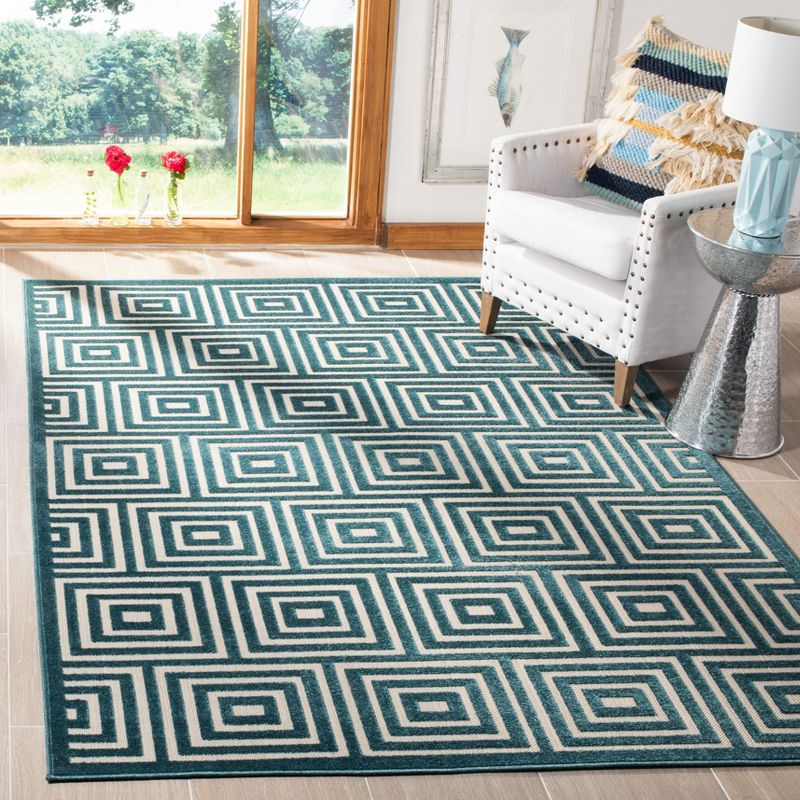 Cottage COT941 Loomed Indoor Area Rug - Cream/Turquoise - 8'x11'2" - Safavieh