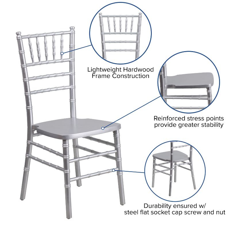 Flash Furniture HERCULES Series Silver Wood Chiavari Chair
