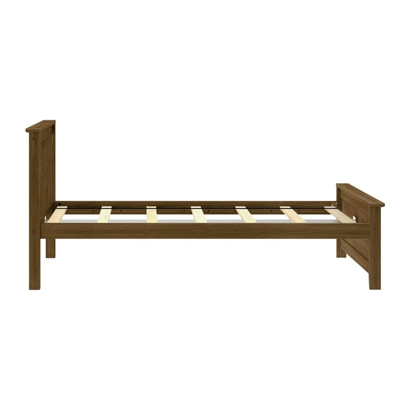 Max & Lily Twin Bed Frame with Headboard, Solid Wood Platform Bed for Kids, Walnut