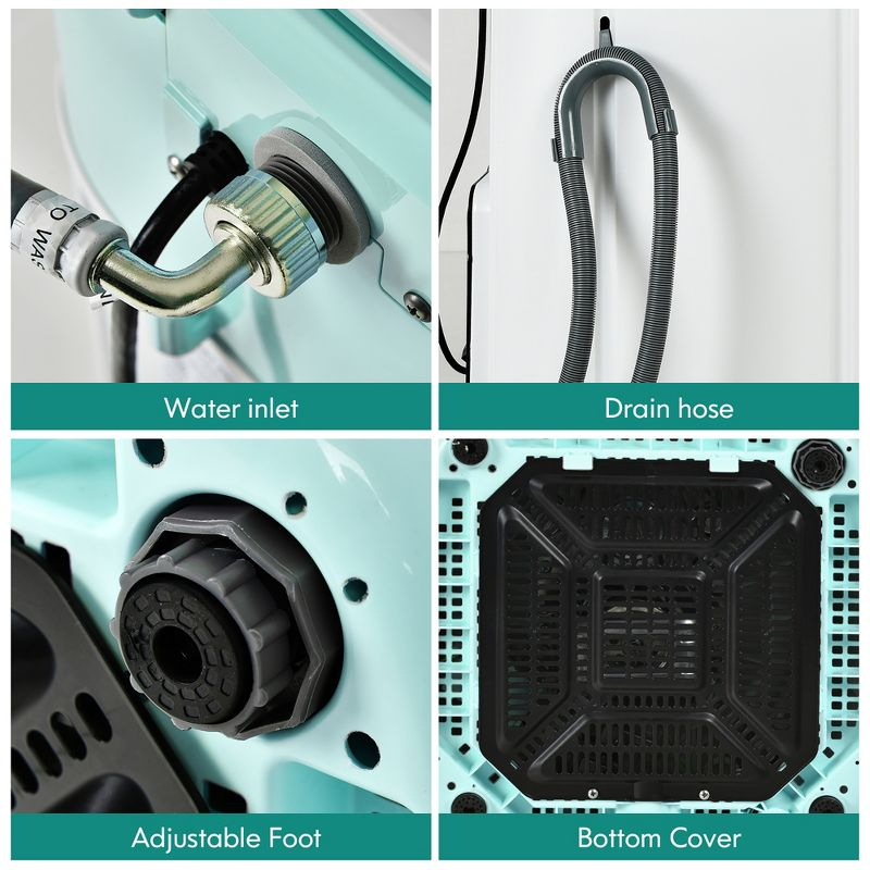 Costway 8lbs Portable Fully Automatic Washing Machine W/ Drain Pump Green