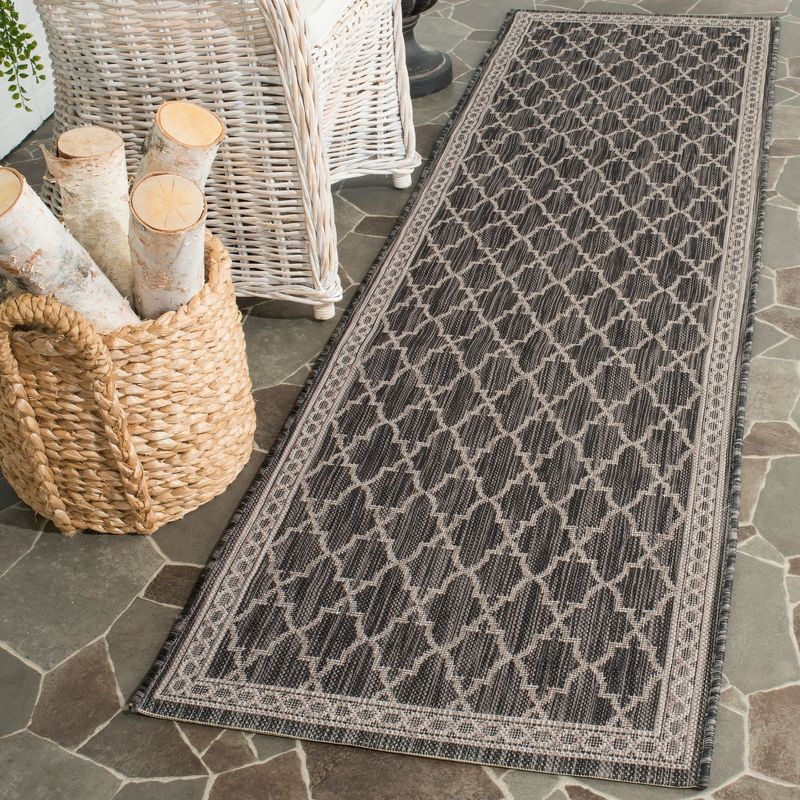 Courtyard CY8871 Power Loomed Indoor/Outdoor Runner Rug - Black/Beige - 2'3"x12' - Safavieh.