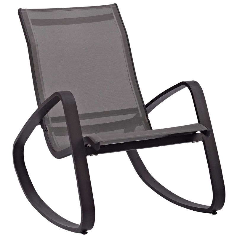 Modway Traveler Rocking Lounge Chair – Outdoor Patio Mesh Sling Rocker in Black on Black Frame