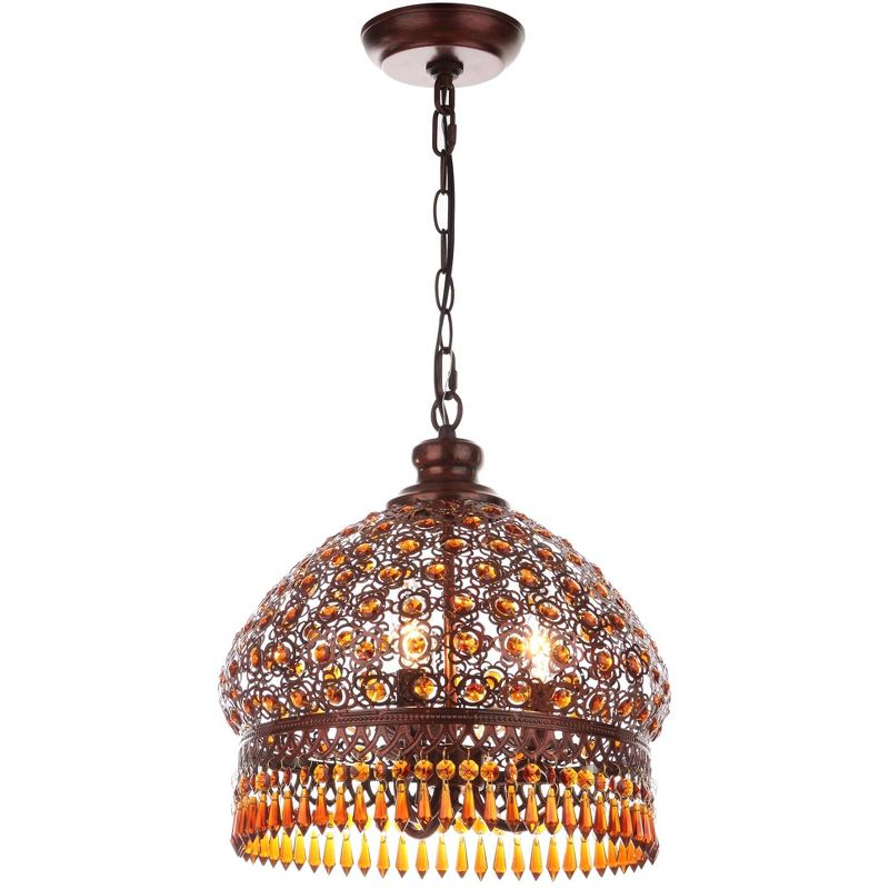 Sultan Jeweled Pendant Lamp - LIT4496 - Dark Brown - Safavieh