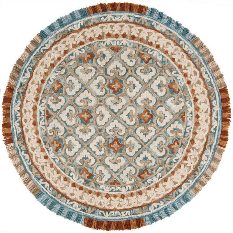 Blossom BLM420 Hand Tufted Area Rug - Ivory/Blue - 6' Round - Safavieh.