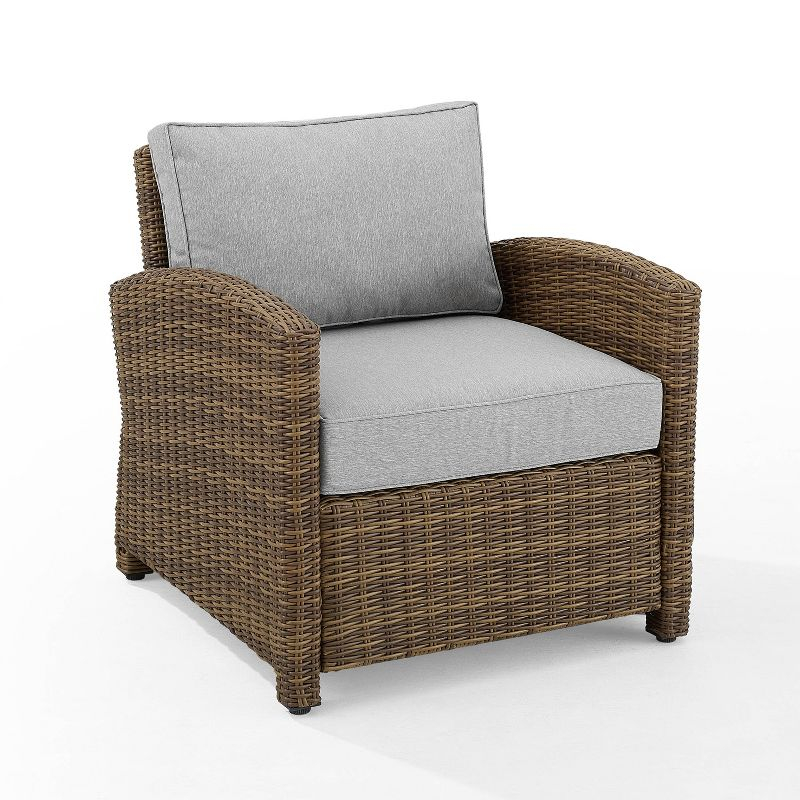 Bradenton Outdoor Wicker Arm Chair - Gray/Weathered Brown - Crosley: Steel Frame, UV-Resistant Patio Accent Chair