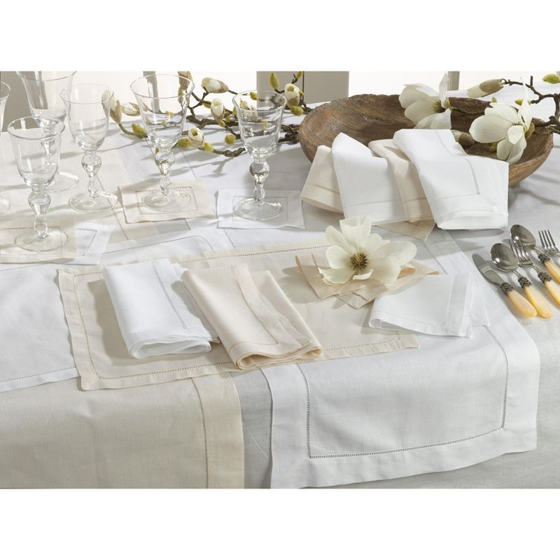 Saro Lifestyle Hemstitched Elegance Napkin  (set of 4), Ecru, 22" x 22"