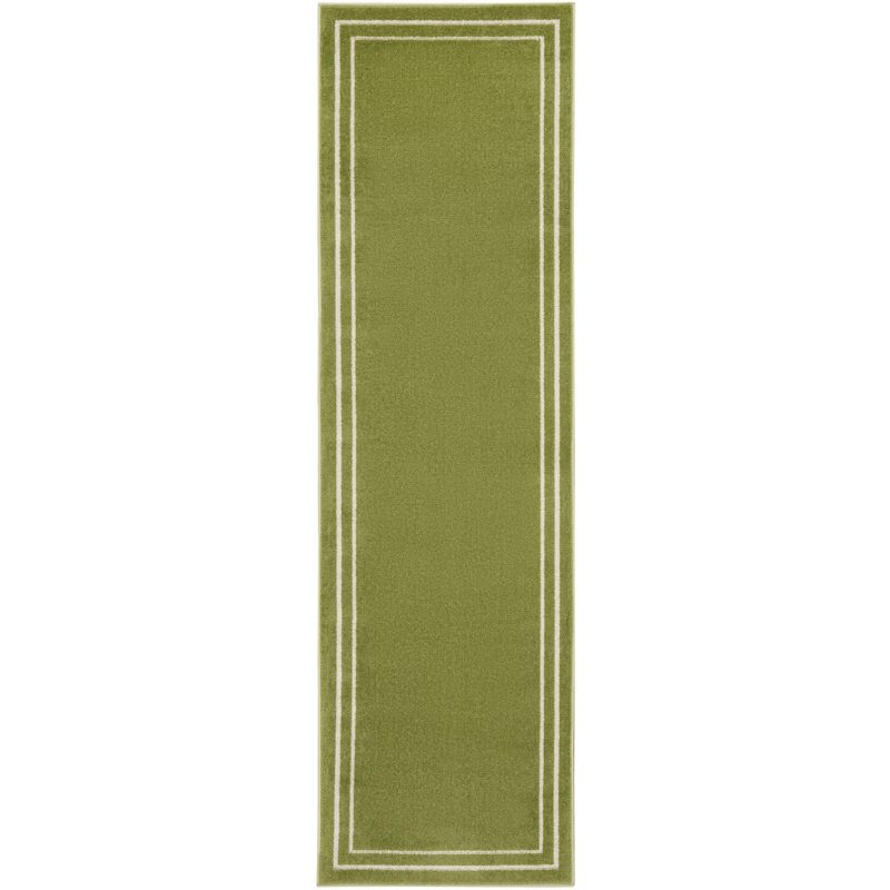 Nourison Essentials 2'2" x 7'6 Green Ivory Contemporary Indoor/Outdoor Rug
