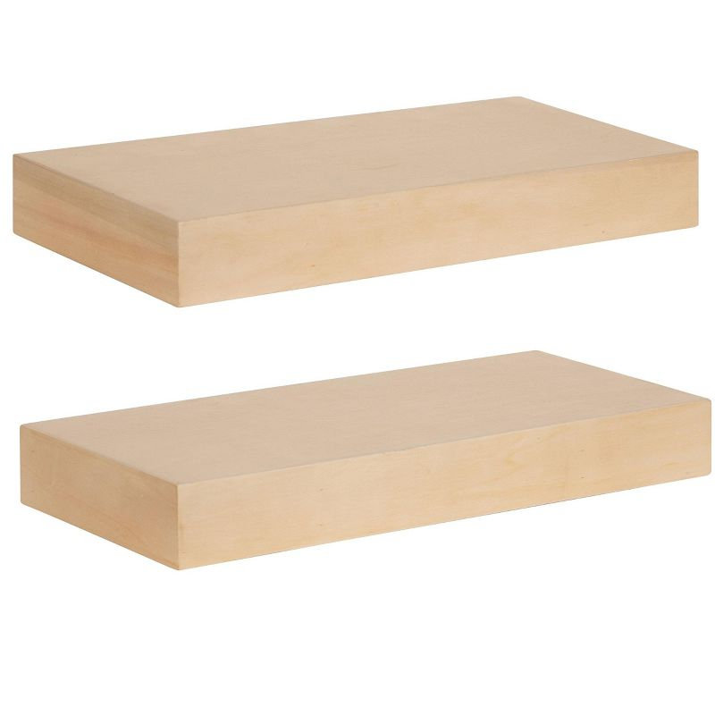 Kate and Laurel Havlock Rectangle MDF Floating Shelf, 2 Piece 18 Inch, Natural