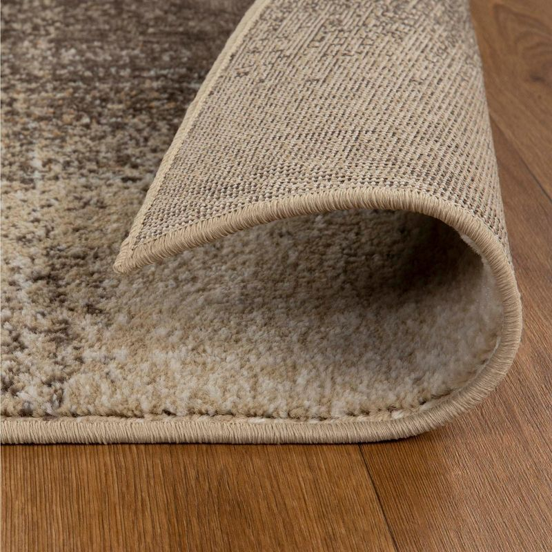 Distressed Abstract Damask Indoor Area Rug, 4'x6', Beige-Camel - Blue Nile Mills