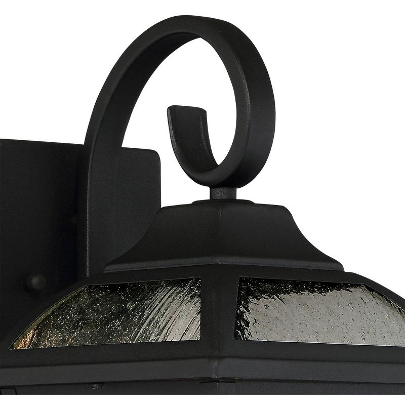 John Timberland Mosconi Rustic Outdoor Wall Lights Fixture Set of 2 Textured Black 15" Clear Seedy Glass for Post Exterior Barn Deck House Porch Yard