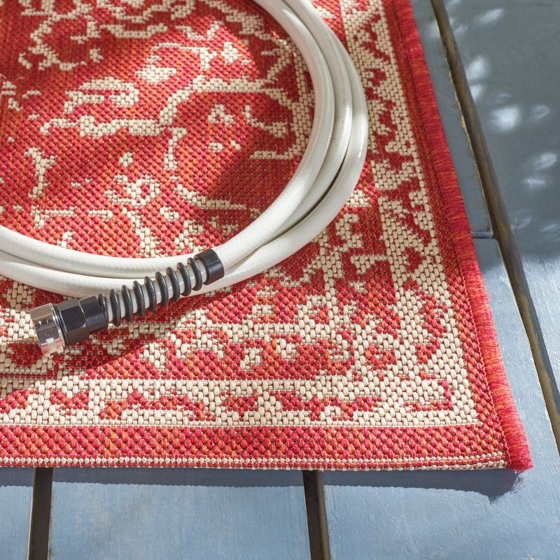 Beach House BHS180 POWER LOOMED Indoor/Outdoor Runner Rug - Red/Creme - 2'2"x6' - Safavieh