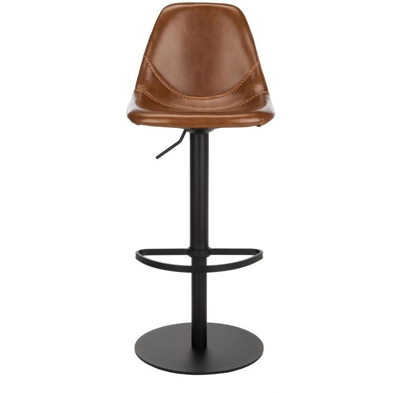 SAFAVIEH Sky Light Brown/Black High Back Tufted Bar Stool (17.25 in. W x 20 in. D x 33.5/43.5 in. H)