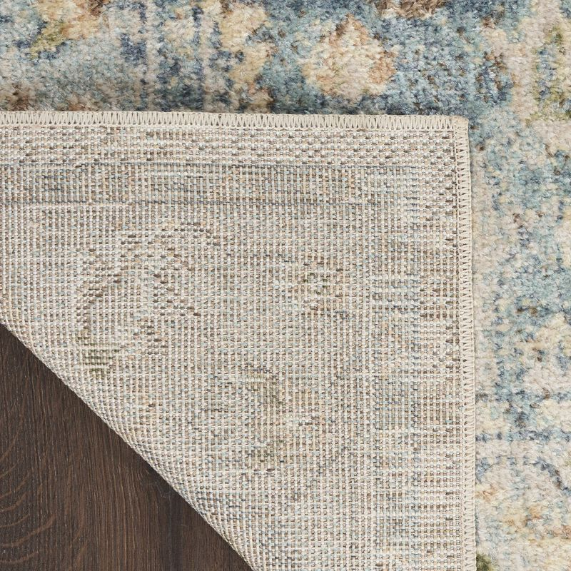 Nourison Astra Machine Washable Vintage Medallion Indoor Rug Beige Blue 2'2" x 10'