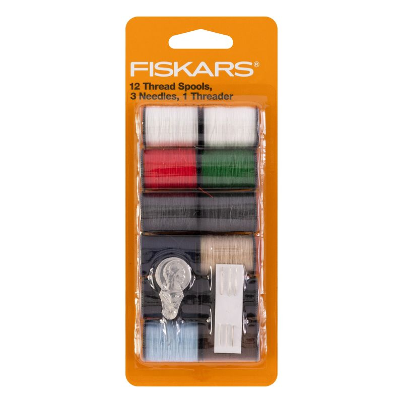 Fiskars 16pc Hand Sewing Kit: 12 Polyester Threads, 3 Needles, 1 Threader