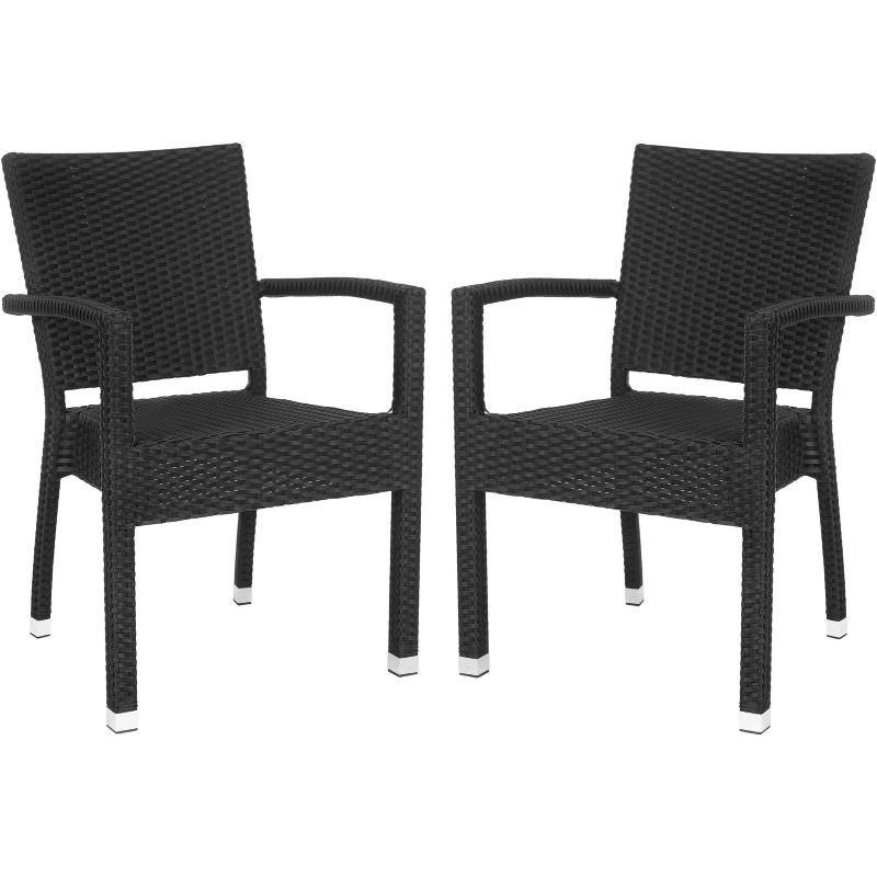 Kelda Stackable Arm Chair Indoor/Outdoor (Set Of 2) - PAT4004 - Black - Safavieh