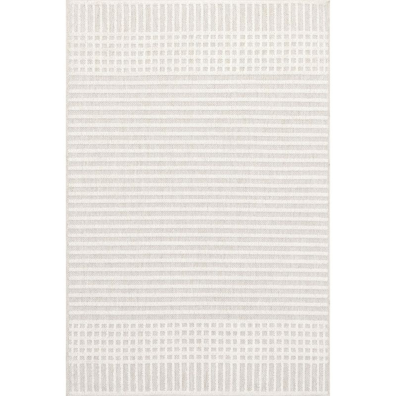 Nuloom Yulia Geometric Bands Pet Friendly Machine Washable Area Rug, 4' x 6', Light Grey