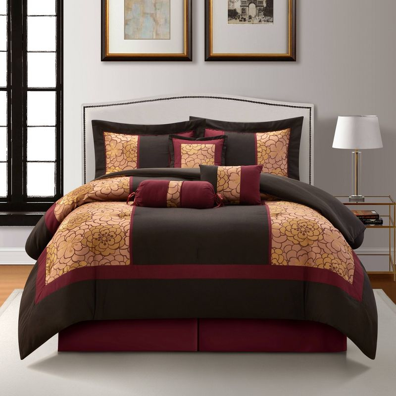 Nanshing 7pc Queen Sibyl Comforter Set Brown