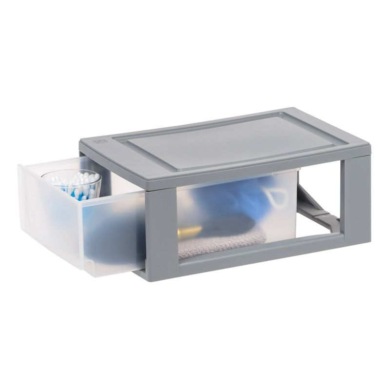 IRIS 6qt 5pk Compact Stacking Storage Plastic Drawer Organizer with Clear Doors: Stackable Utility Storage Drawers