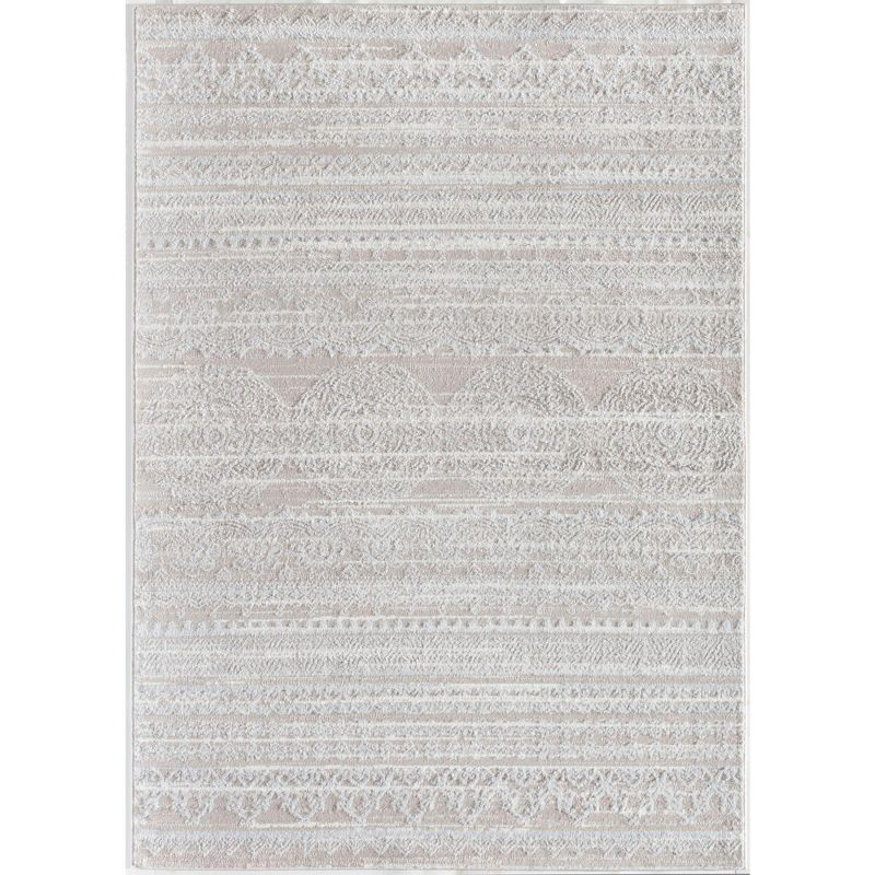 Rugs America Leopold LX10B Misty Cream Transitional Cream Area Rug for Dining Room Rug Neutral Rug Living Room Rug Kitchen, 5'3"x7'